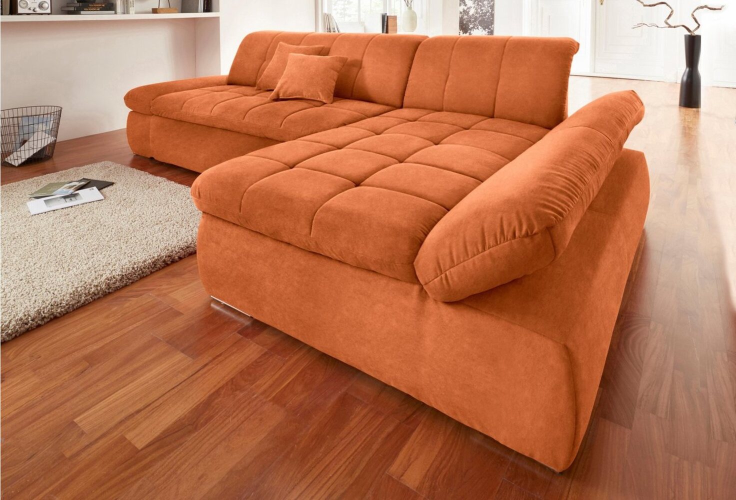 DOMO collection Ecksofa NMoric XXL, B/T/H: 300/172/80cm, Revamierenabschluss L-Form, wahlweise mit Bettfunktion und Armlehnverstel,lung Bild 1