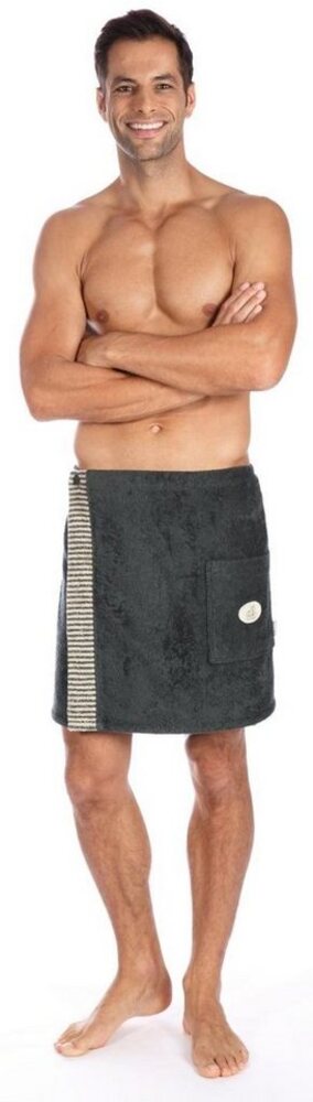 Egeria Kilt Ben, ideal für Sauna & Spa, Kurzform, Walkfrottee, Knöpfe, mit Streifen-Akzent Bild 1