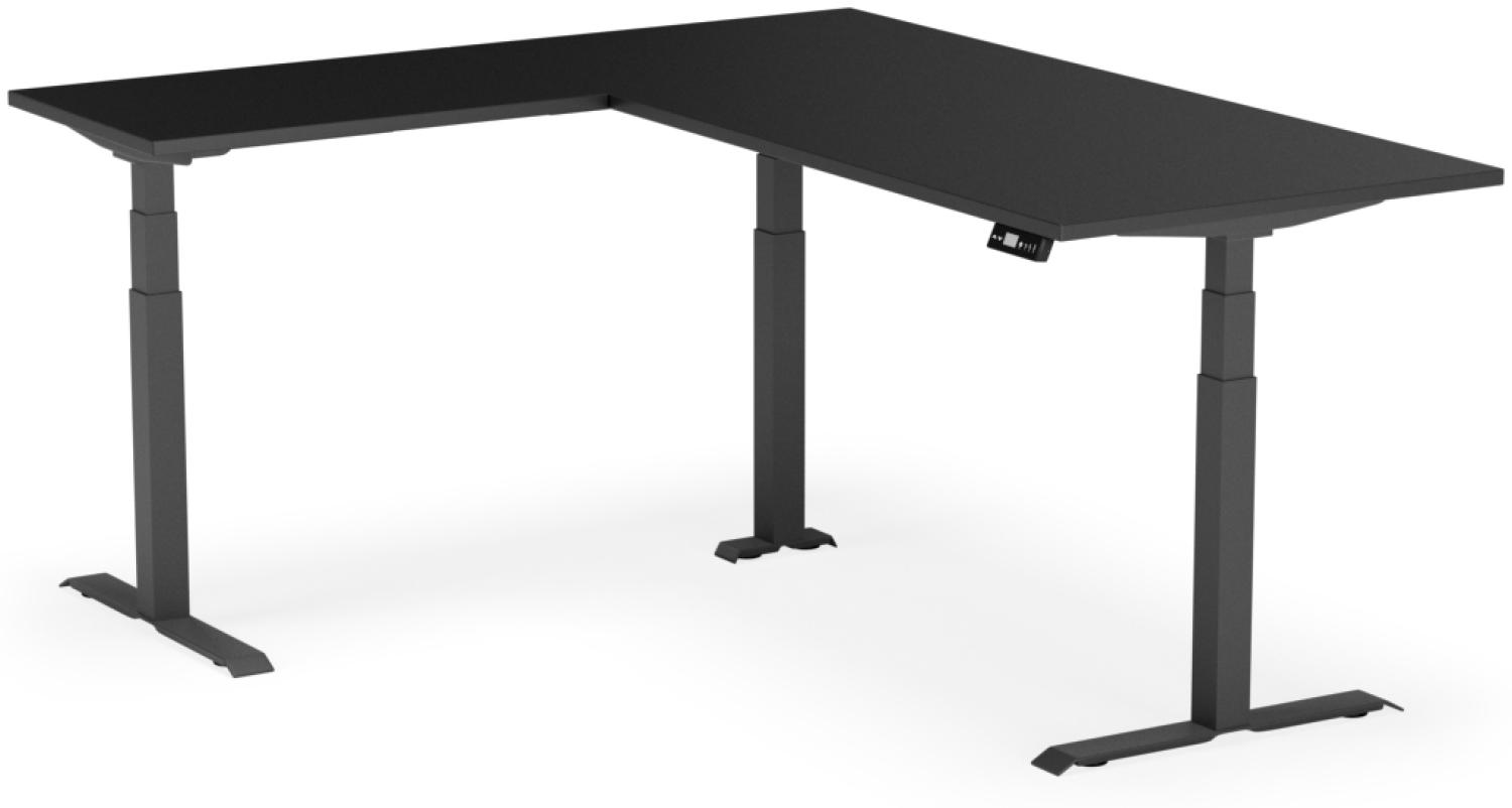 elektrisch höhenverstellbarer Schreibtisch L-SHAPE 200 x 170 x 60 - 90 cm - Gestell Schwarz, Platte Anthrazit Bild 1