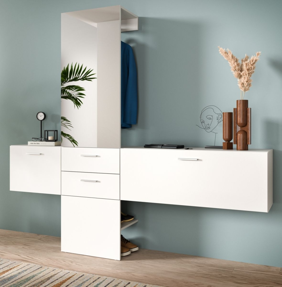 Garderobe Set mit Spiegel Carry in weiß 208 x 190 cm Bild 1