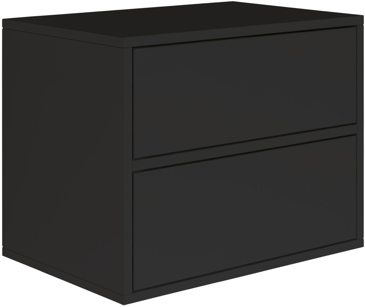 Selsey 'Framme' Nachttisch hängend mit 2 Schubladen, Schwarz, 50 cm Bild 1