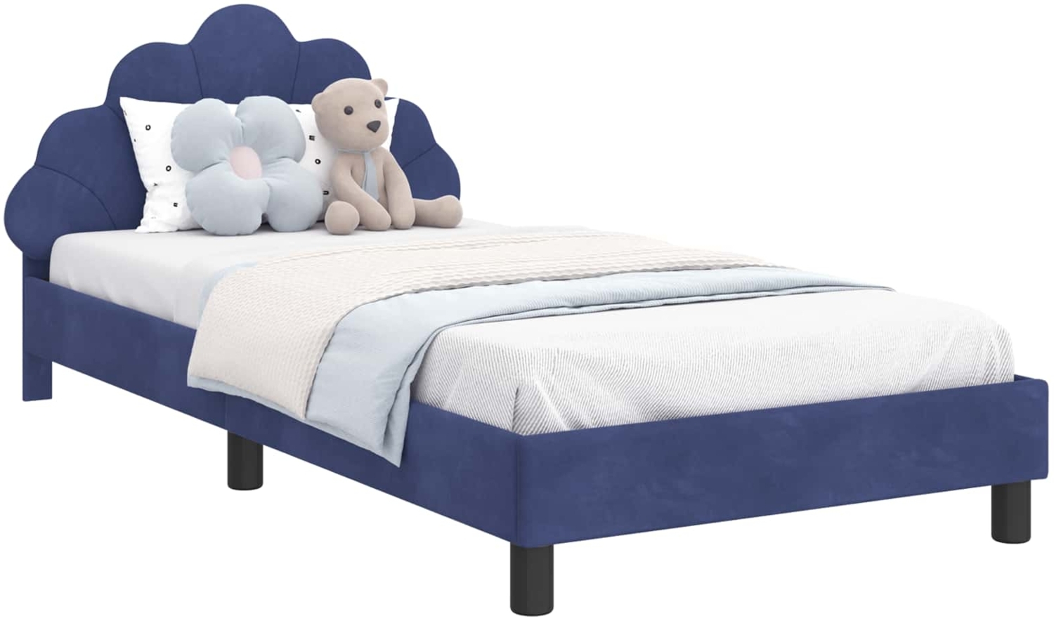 vidaXL Kinderbettgestell mit Kopfteil Polizeiblau 90x190 cm Samt 42011161 Bild 1