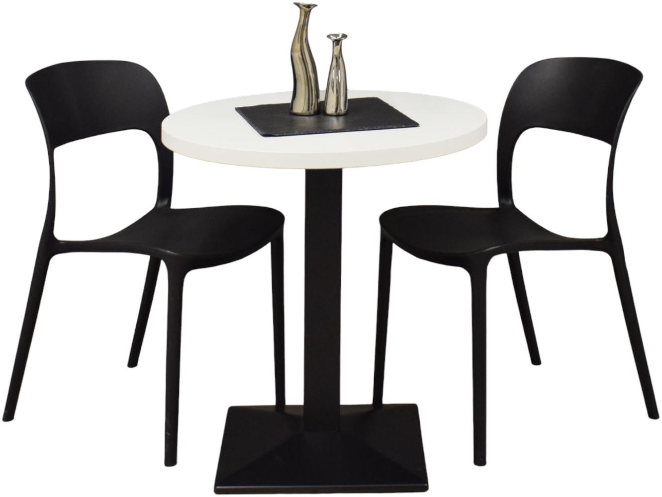 Bistrotisch rund Elanur 70 cm schwarz matt/weiß matt lack 14588 Bild 1