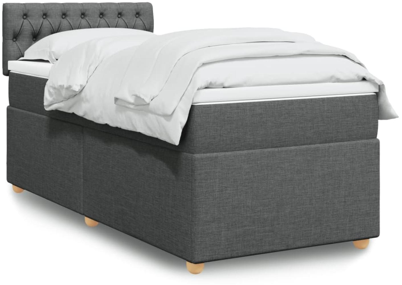 vidaXL Boxspringbett mit Matratze Dunkelgrau 90x200 cm Stoff 3288871 Bild 1