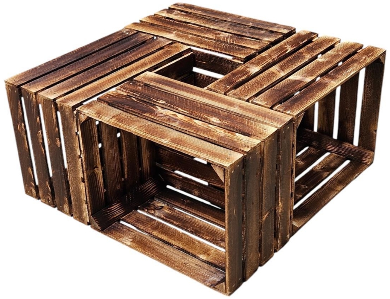 Weinkiste Obstkiste Holzkiste 4 x Vintage Geflammt 50x40x30cm Bild 1