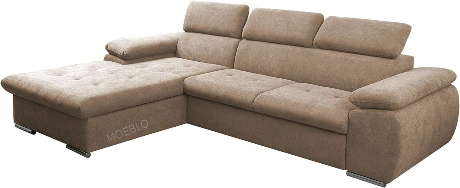 MOEBLO Ecksofa Nilux, Sofa Couch L-Form Polsterecke für Wohnzimmer, Schlafsofa Sofagarnitur Wohnlandschaft, Modernes Ecksofa mit Schlaffunktion, Bettkasten & verstellbaren Kopfstützen – frei im Raum stellbar, mit Bettkasten und Schlaffunktion Bild 1