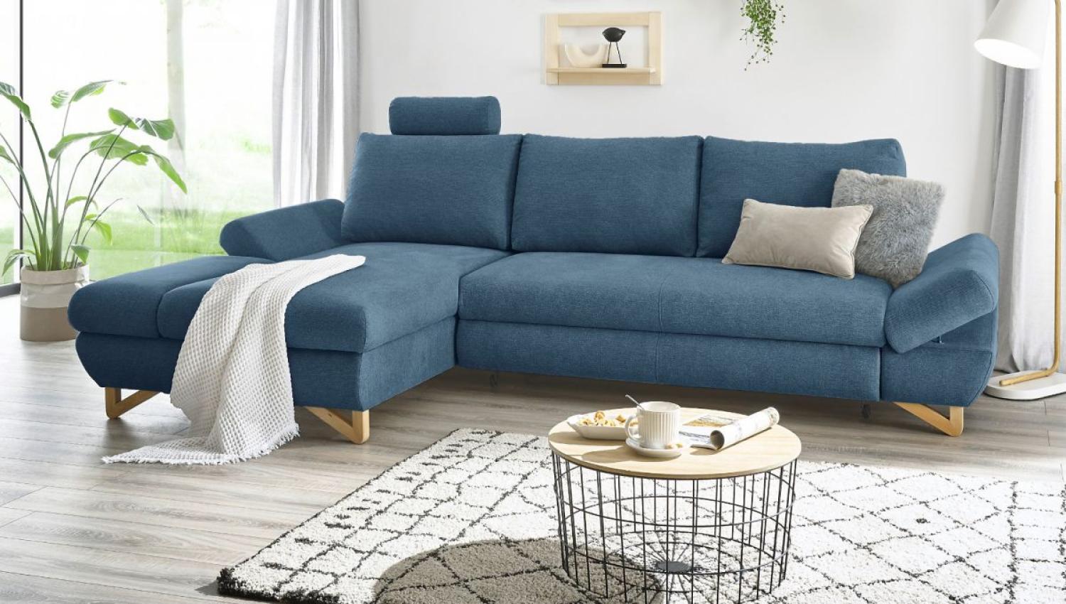 Ecksofa Skalm in blau mit Bettfunktion 284 cm Bild 1