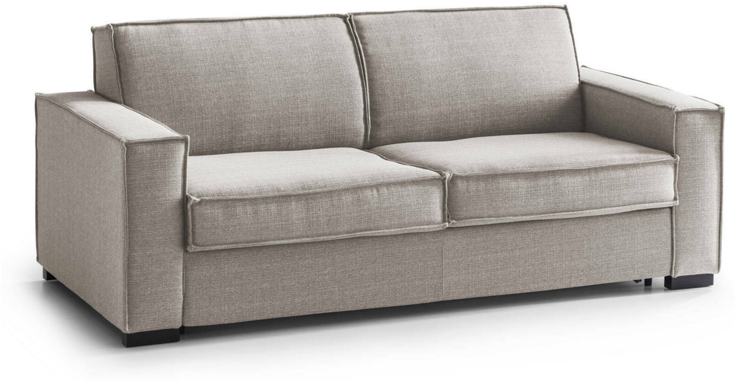 Dmora 2-Sitzer Schlafsofa Alano, Wohnzimmersofa mit drehbarer Öffnung, gepolsterter Stoff, Standardarmlehnen, 100 % Made in Italy, cm 180x95h90, Taupe Bild 1