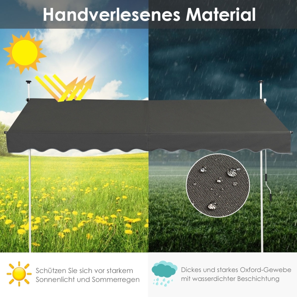 Markise Klemmmarkise Sonnenschutz UV-beständig höhenverstellbar wasserabweisend 300 x 120 cm Grau Bild 1