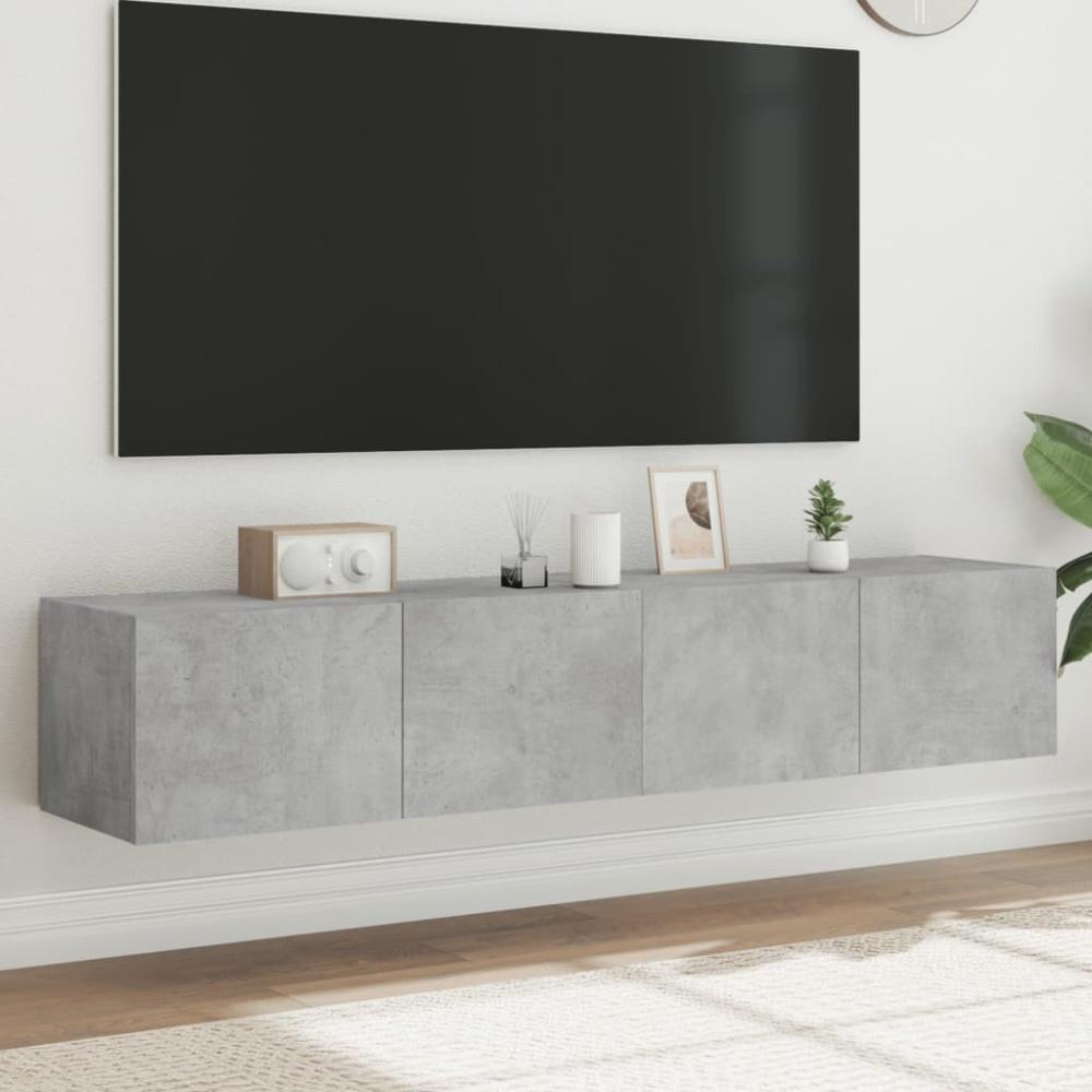 vidaXL TV-Wandschränke mit LED-Leuchten 2 Stk. Betongrau 80x35x31 cm 837288 Bild 1