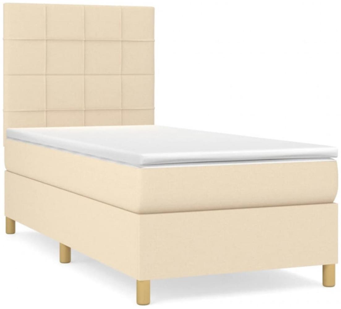 vidaXL Boxspringbett mit Matratze Creme 90x190 cm Stoff Bild 1