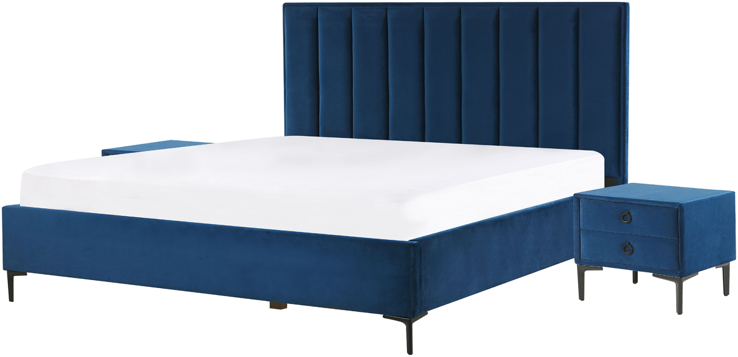 Schlafzimmer komplett Set 3-teilig blau 180x200 cm SEZANNE Bild 1