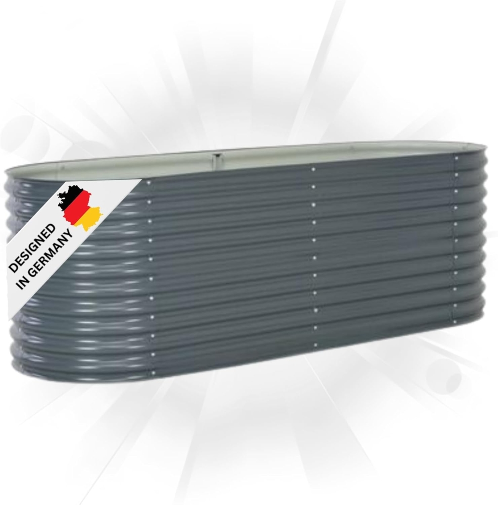 DELUKE® rundes Hochbeet für Garten BLUMO Verzinkter Stahl Hochbeet Metall Gartenbeet rund Kräuterbeet Blumenbeet Frühbeet für Garten Gemüsebeet, 240x80x81cm, Grau Bild 1