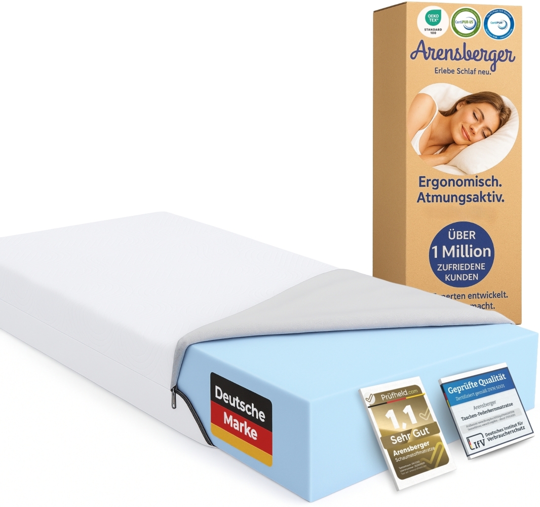 ARENSBERGER LINA, Gelschaum Matratze 140x200 cm – 11 cm NANOCELL® Gel-Schaum – H3 Härtegrad – Atmungsaktiv – Abnehmbarer Bezug 240g/m² Bild 1