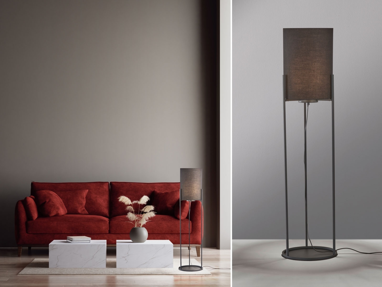 Fischer & Honsel 40460 Stehleuchte Spenzer sandschwarz goldfarben E27 Bild 1