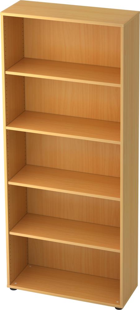 bümö Regal Buche, Standregal aus Holz für 5 Ordnerhöhen - Bücherregal 80 cm breit, Aktenregal für Ordner & Bücher, Büroregal, Holzregal, Ordnerregal, Aufbewahrungsregal, Buchregal, 4000-6 Bild 1