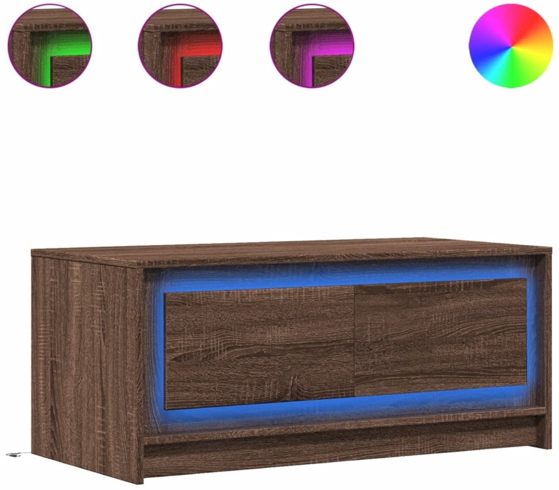 vidaXL LED-Couchtisch Braun Eichen-Optik Holzwerkstoff 851990 Bild 1