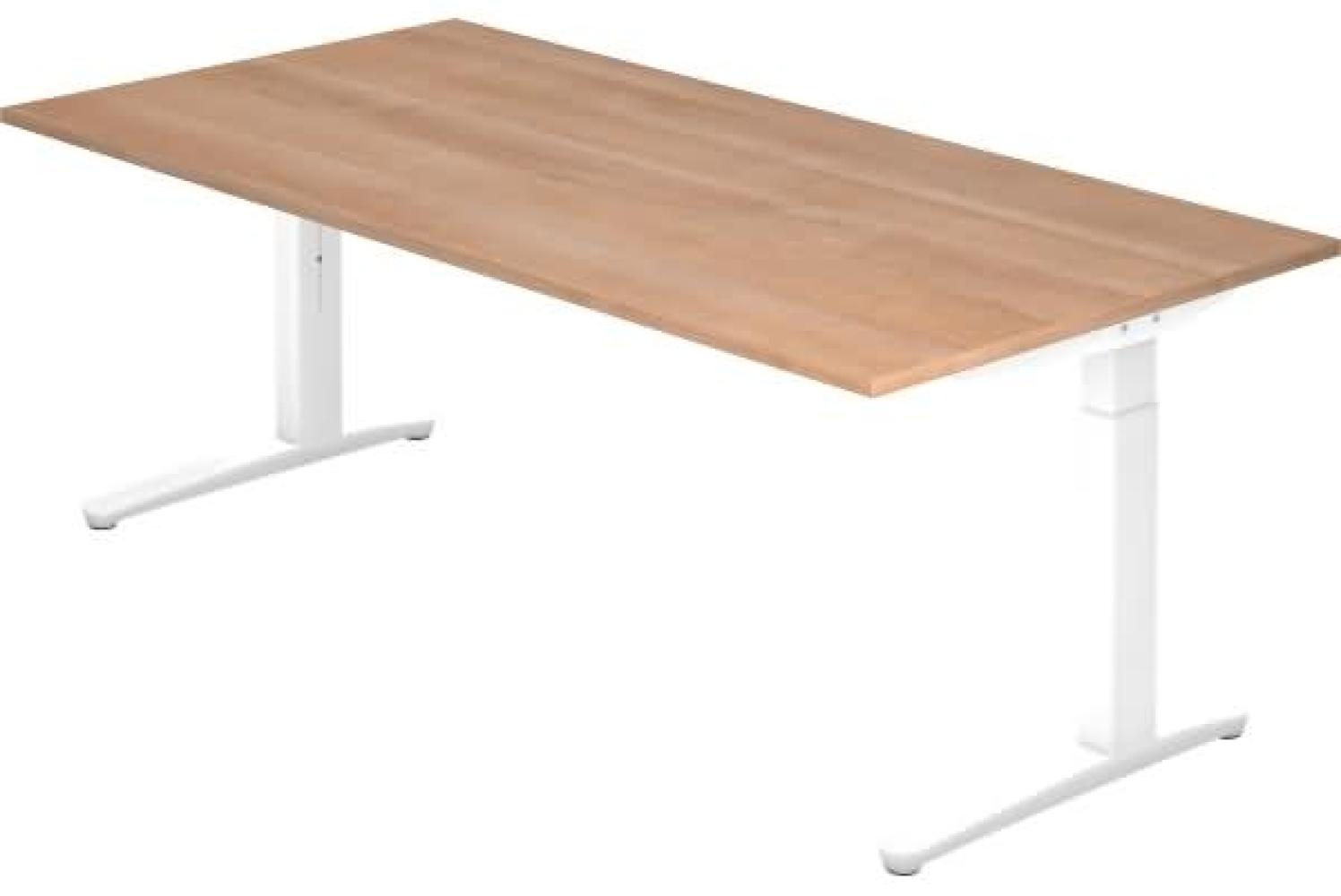 'XB2E' Schreibtisch C-Fuß 200x100 cm Nussbaum Weiß Bild 1