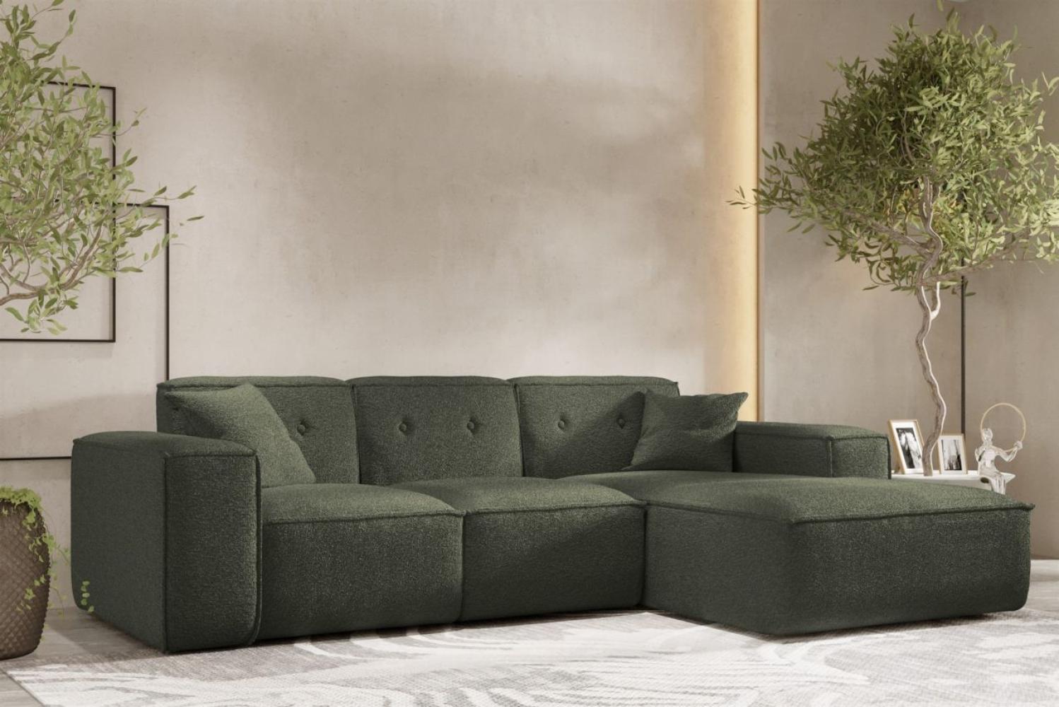 Ecksofa Designersofa CESINA Stoff Ascot Bukla Winter Moss Ottomane Rechts Bild 1