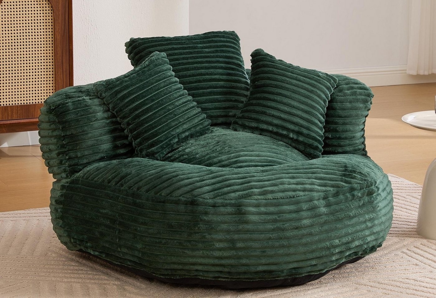 LVHOM Sitzsack 108x108x52cm Chenille Premium Sofa mit 3 extra Kopfkissen (Kuschelig & Atmungsaktiv, Einzelsitzer-Lounge, komplett komprimiert geliefert. Perfekt für Ruhe, Lesen, Gaming & Nickerchen. Ideal für Wohnzimmer, Schlafzimmer, Spielzimmer & Off... Bild 1