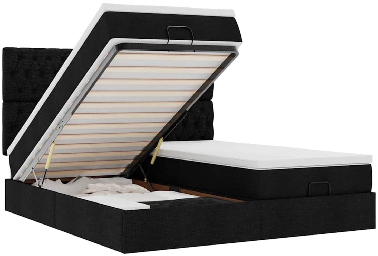 vidaXL Ottoman-Bett mit Matratzen & LEDs Schwarz 200x200 cm Stoff 3314571 Bild 1