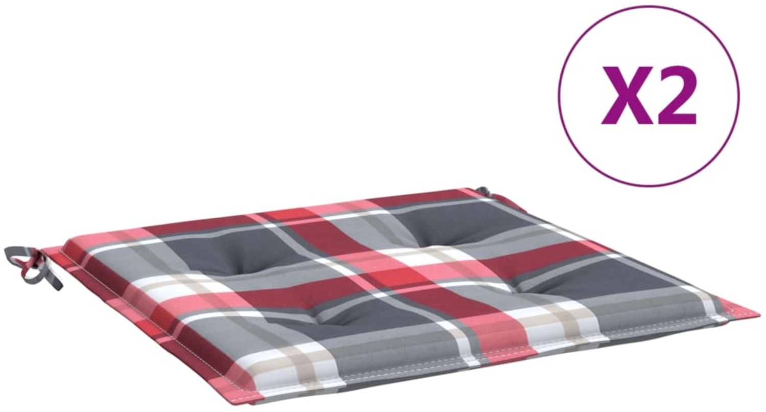 vidaXL Gartenstuhl-Kissen 2Stk. Rot Karomuster 50x50x4cm Oxford-Gewebe 314068 Bild 1