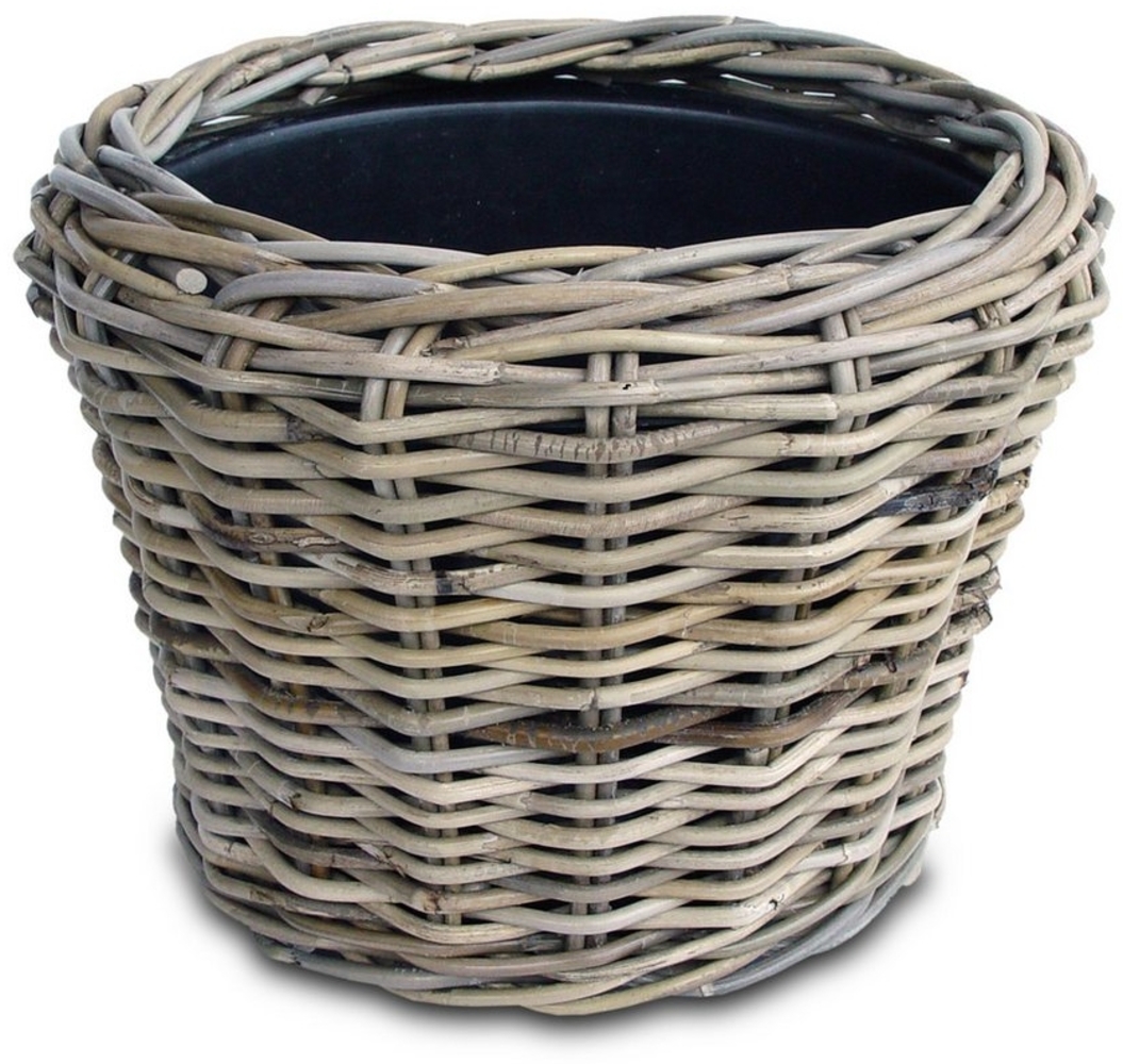 Spetebo Pflanzkübel Rattan Pflanztopf mit Kunststoff Einsatz (Stück, 1 St, 1), 33 x 24 cm - Garten Deko Blumenkorb natur Bild 1