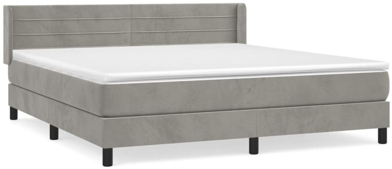 vidaXL Boxspringbett mit Matratze Hellgrau 180x200 cm Samt 3131033 Bild 1