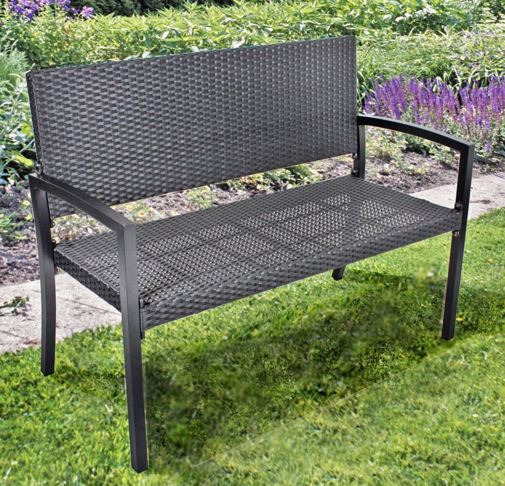 'SANREMO' Parkbank, Aluminium / Kunststoffgeflecht, Schwarz, 87 x 60 x 116 cm Bild 1