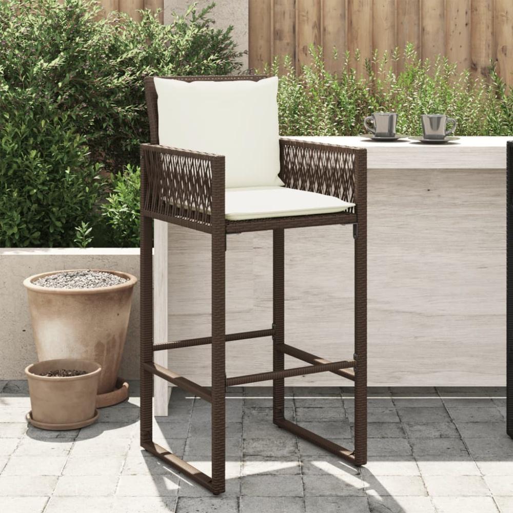 vidaXL Garten-Barhocker mit Kissen 2 Stk. Braun Poly Rattan 368706 Bild 1