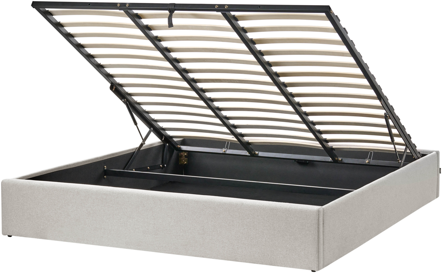 Bett mit Stauraum DINAN 180 x 200 cm Stoff Hellgrau Bild 1