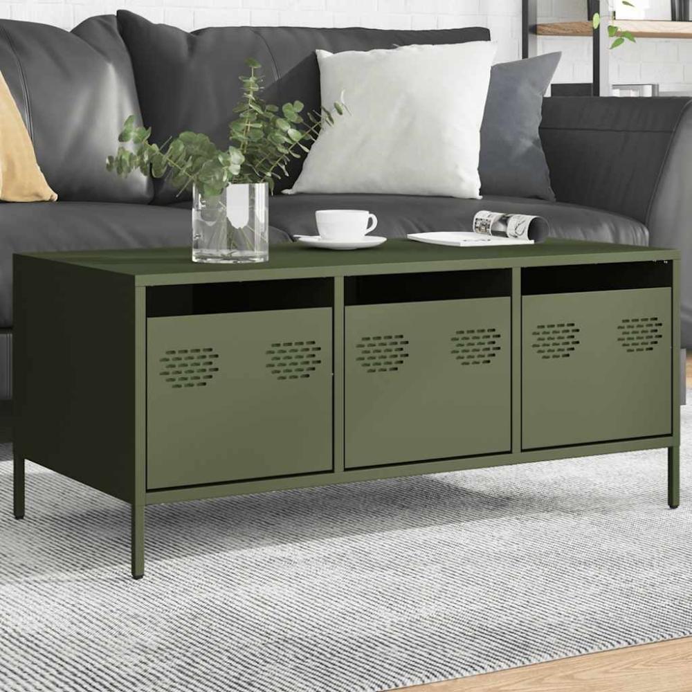 vidaXL Couchtisch Olivgrün 101,5x50x43,5 cm Kaltgewalzter Stahl 851272 Bild 1