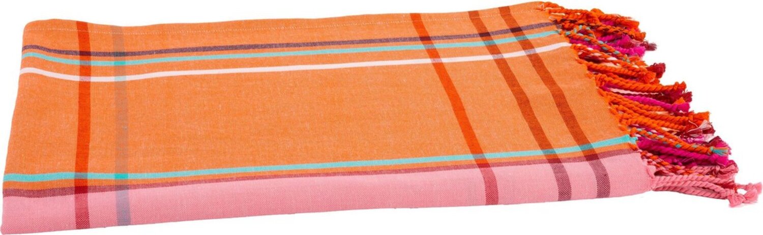 Strandtuch Hamamtuch Strandlaken Woodstock rot pink kariert 90x170 cm 7258R Bild 1