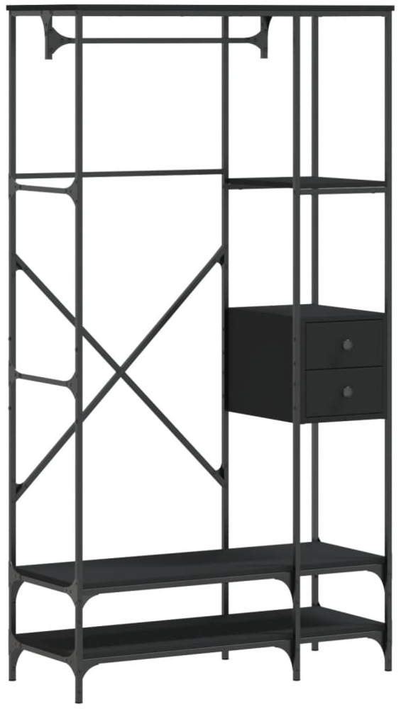 vidaXL Kleiderständer mit Ablagen Schwarz Holzwerkstoff 847859 Bild 1