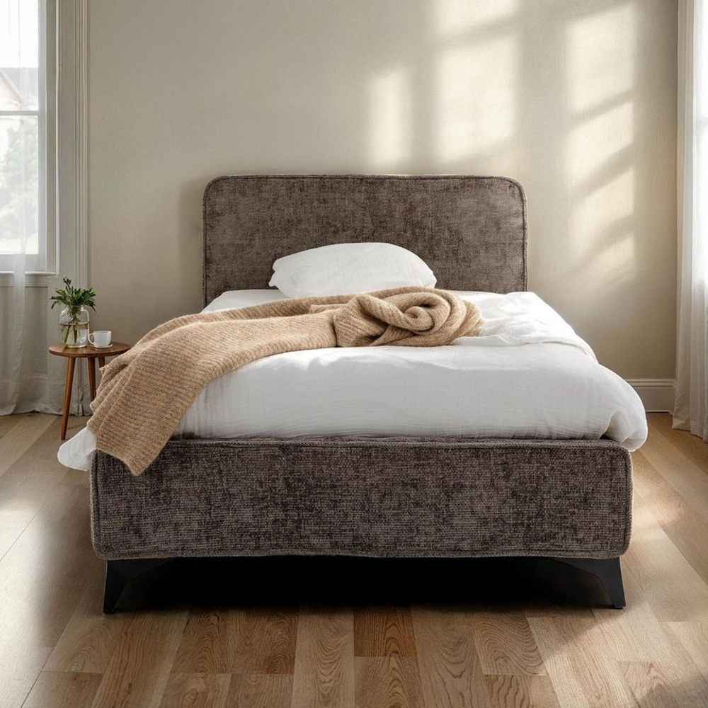 IDIMEX Polsterbett VIRETTA, Bett mit Lattenrost 90x200 cm, Einzelbett mit Kopfteil Stoff grau Bild 1