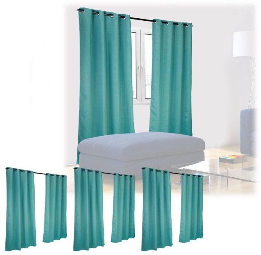 Relaxdays 8x Vorhang mit Muster, Polyester grün,245x135 cm Bild 1