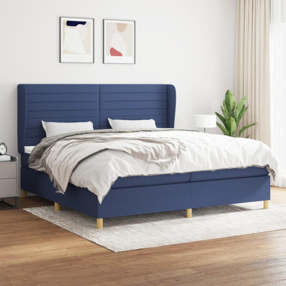 Boxspringbett mit Matratze Stoff Blau 200 x 200 cm, Härtegrad: H2 [3128635] Bild 1