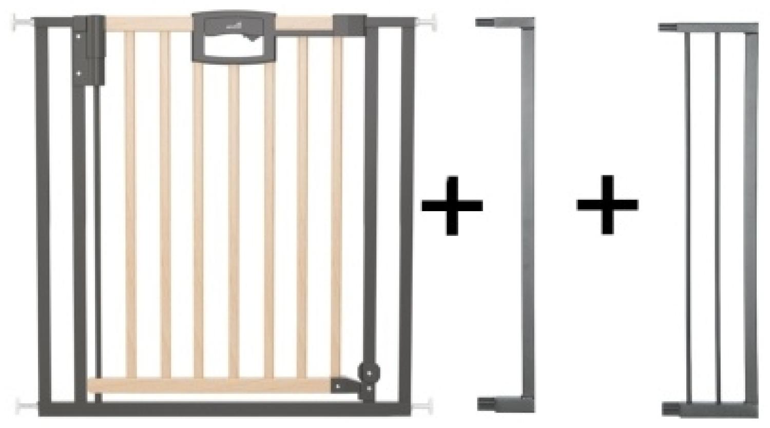 Geuther Türschutzgitter 'Easylock Plus' zum Klemmen für Öffnungen, Holz/ Metall, Natur/ Schwarz, 104,5 cm - 112,5 cm Bild 1