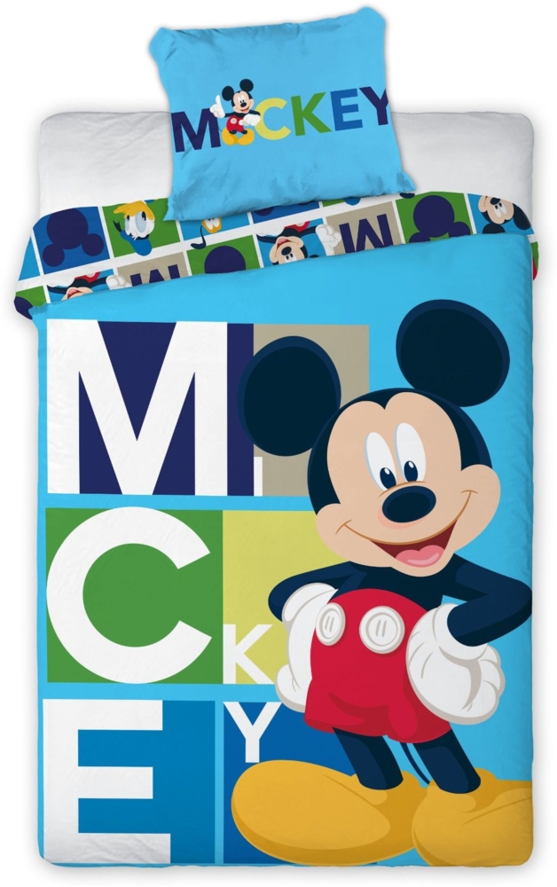 Disney Mickey Maus Bettwäsche-Set Bettbezug 140x200 cm & Kissenbezug 63x63 cm, 100% Mikrofaser Bild 1
