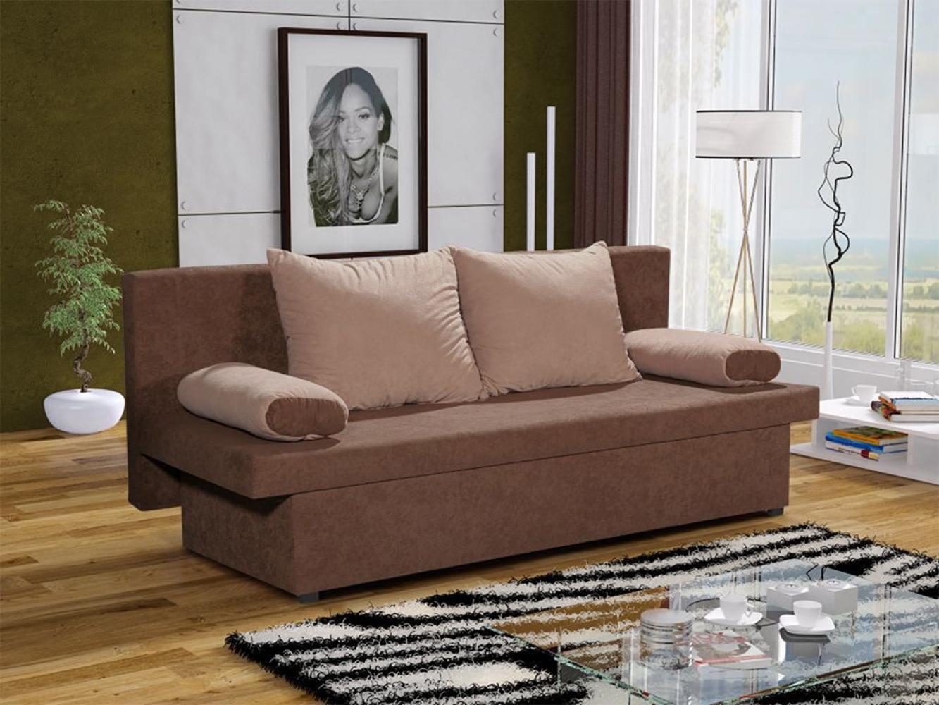 Sofa Schlafsofa inklusive Bettkasten DANNY Braun / Beige Bild 1