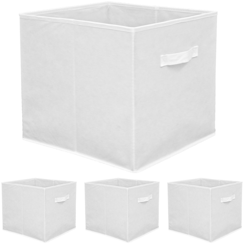 Faltbox Set 4 Boxen für Kallax Regal weiß 33 x 38 x 33 cm mit Stoffgriff Bild 1