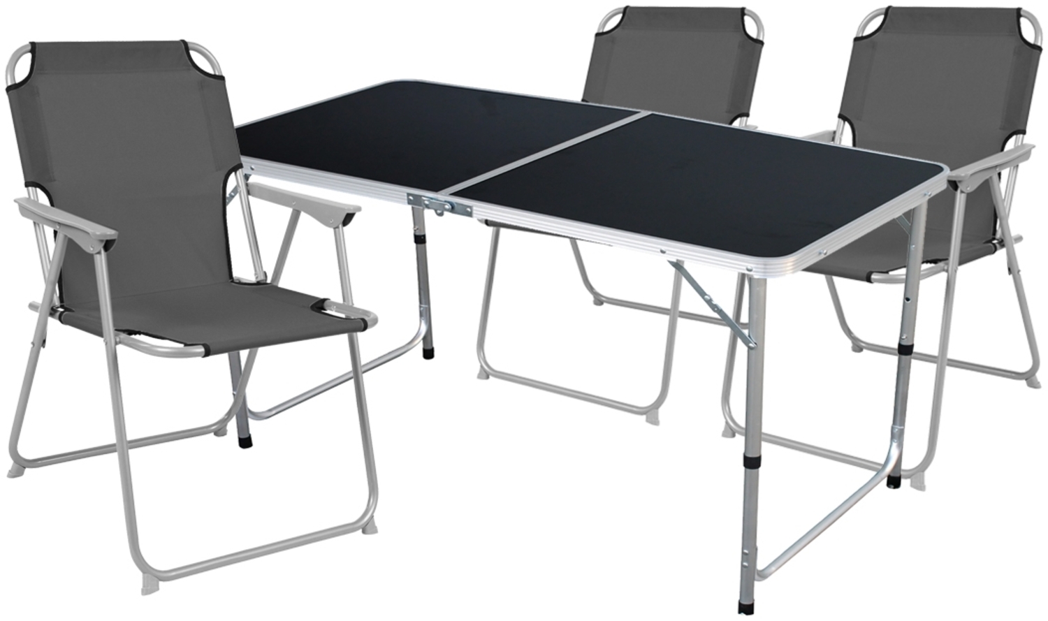 4-teiliges Campingmöbel Set Black Alu 120x60x58/70cm Anthrazit Bild 1