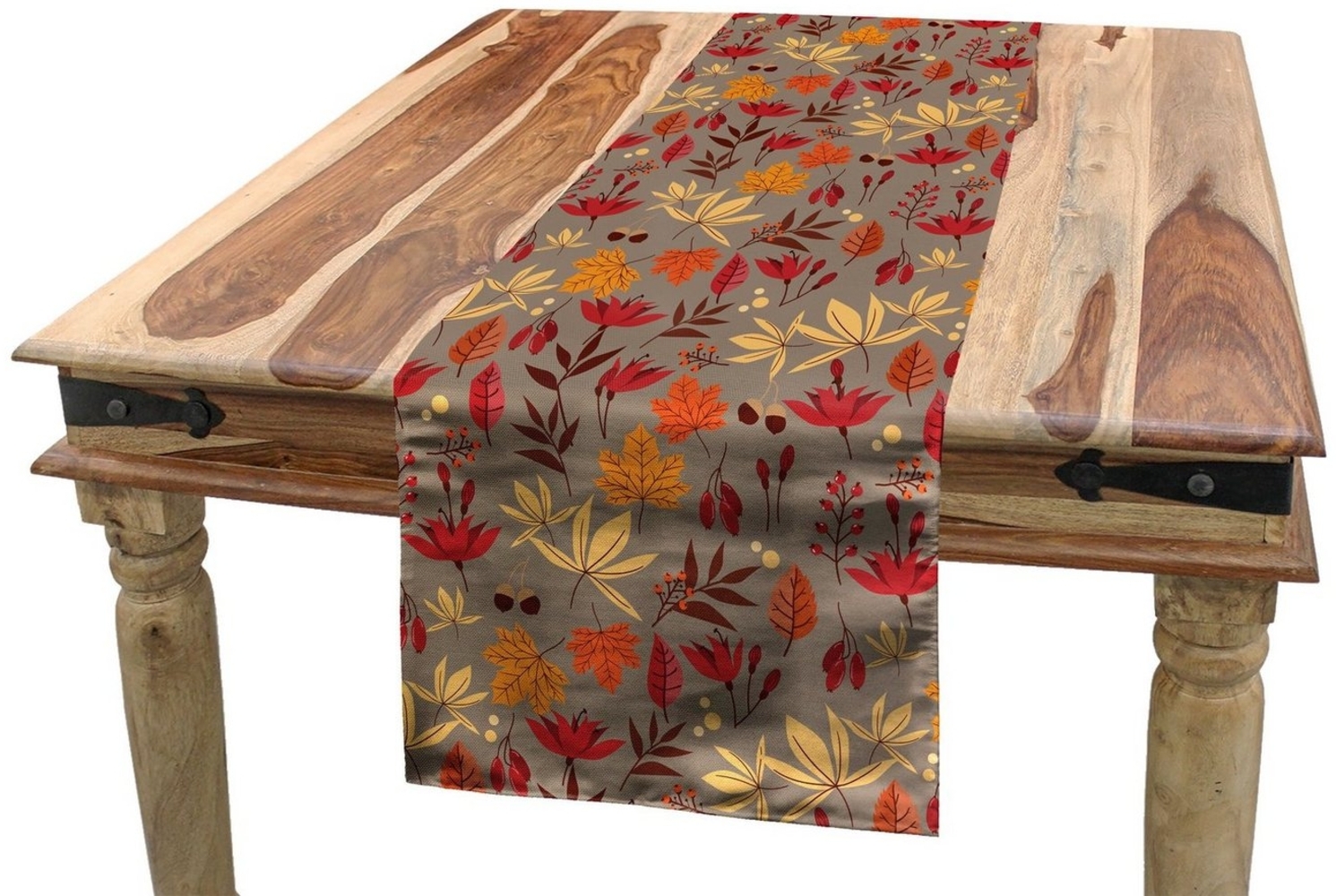 Abakuhaus Tischläufer Esszimmer Küche Rechteckiger Dekorativer Tischläufer, Burnt orange Herbst Natur Laub Bild 1