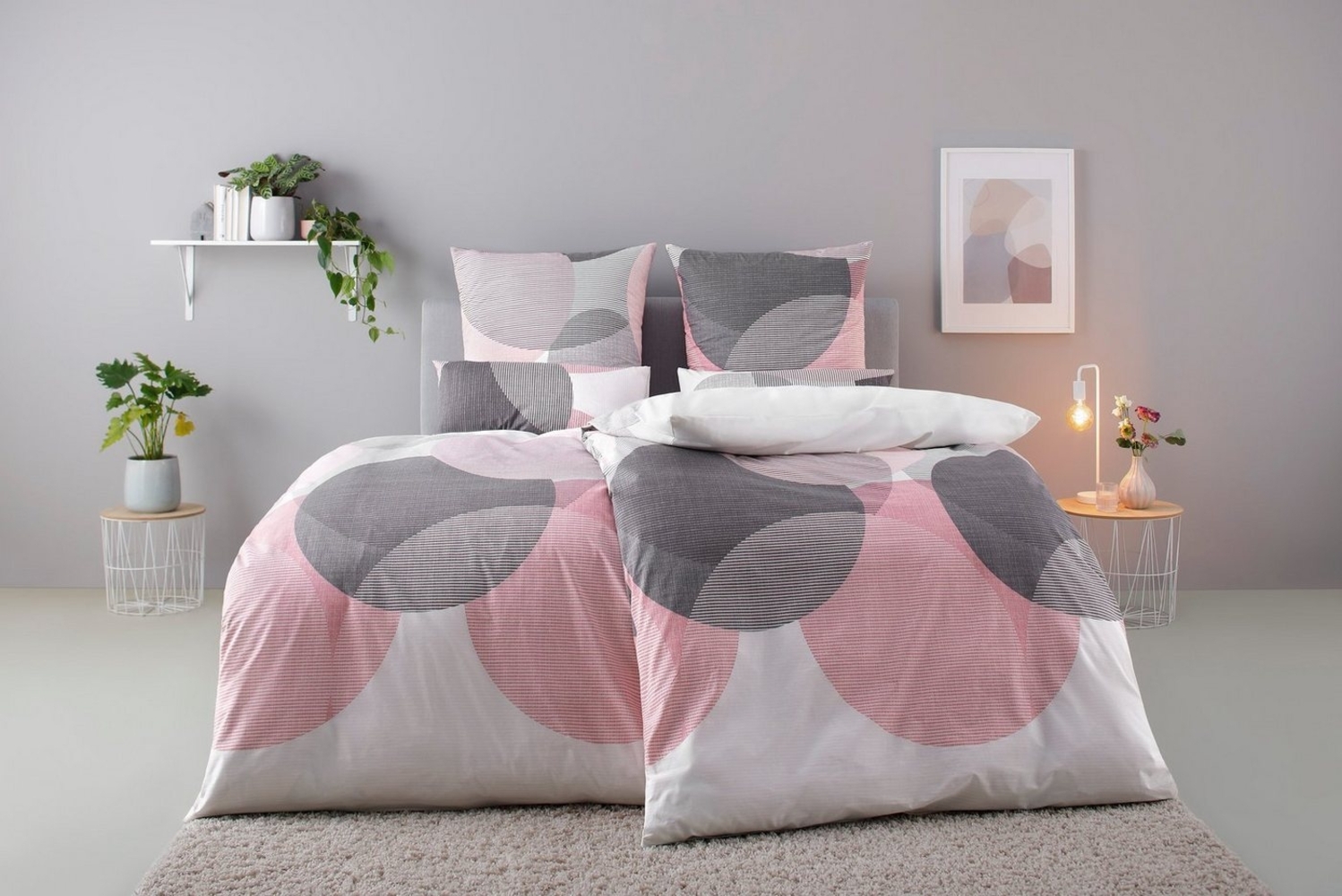 BIERBAUM Bettwäsche Carla in Gr. 135x200 oder 155x220 cm, Seersucker, 2 teilig, Bettwäsche aus Baumwolle, geometrische Bettwäsche mit Reißverschluss Bild 1