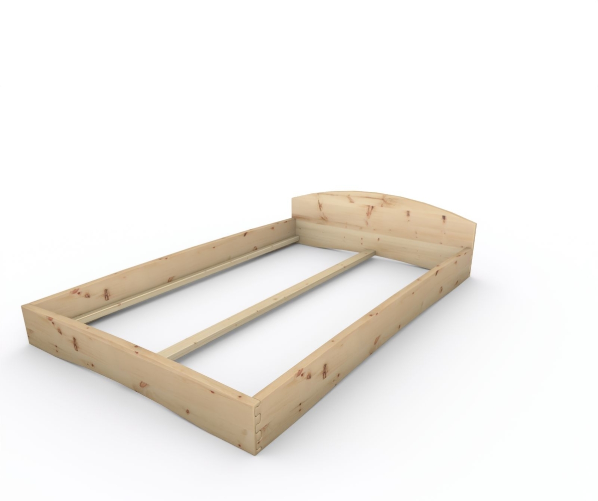 Zirbenbett Massivholzbett "Rosi" metallfrei 140 x 220 cm 20 cm mit Kopfteil Bild 1
