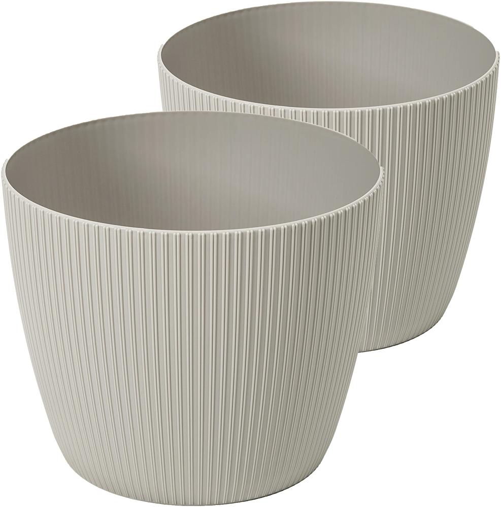 Tymar Blumentopf, 2er-Pack, Runde Form, Übertopf ((2pack) Beige, ø 30 cm) Bild 1