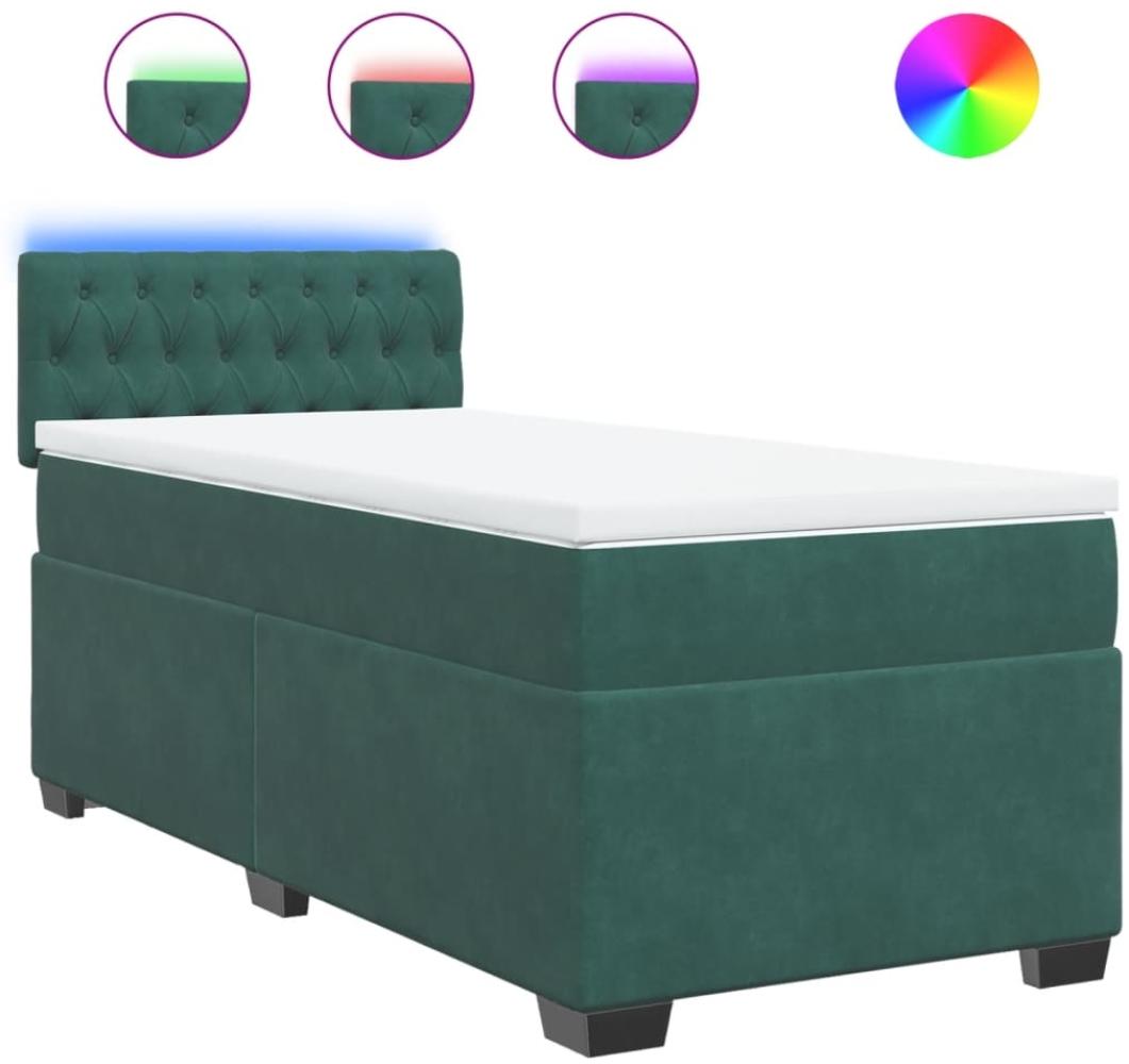 vidaXL Boxspringbett mit Matratze Dunkelgrün 90x190 cm Samt 3288495 Bild 1