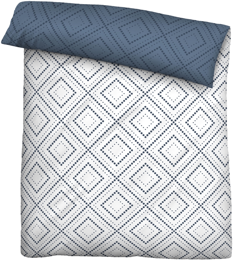 Traumhaft schlafen - Castell - Markenbettwäsche Baumwoll Renforce Bettwäsche 0040786 RAUTE, blau, 1x 155x220 cm + 1x 80x80 cm Bild 1