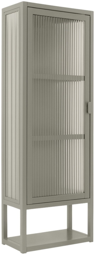 osoltus Wandschrank Riffelglas Stahl Regal cube warm grey Industrial 102x36cm Bild 1