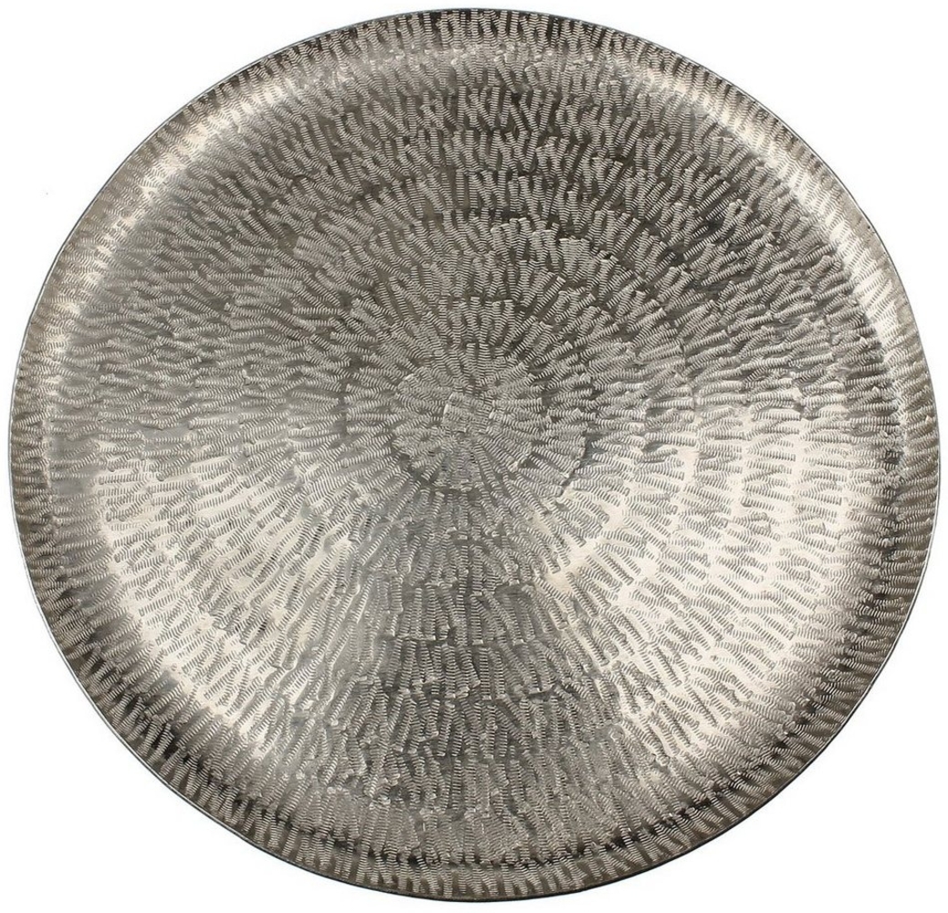 Macosa Home Dekotablett Silber Metall gehämmert 30 cm Tablett Dekoschale Schale (Dekoratives Tablett im modernen Stil, Dekoteller rund 30 cm Wohnzimmerdeko), Tablett rund Metall Silber gehämmert Dekoschale Deko-Tablett Bild 1